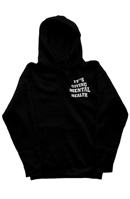 "It's Giving Mental Health" Heavyweight Zip-Up Hoodie – Cozy Advocacy