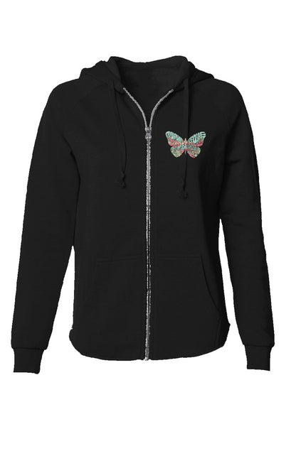 Womens Lightweight Wash Zip Hoodie