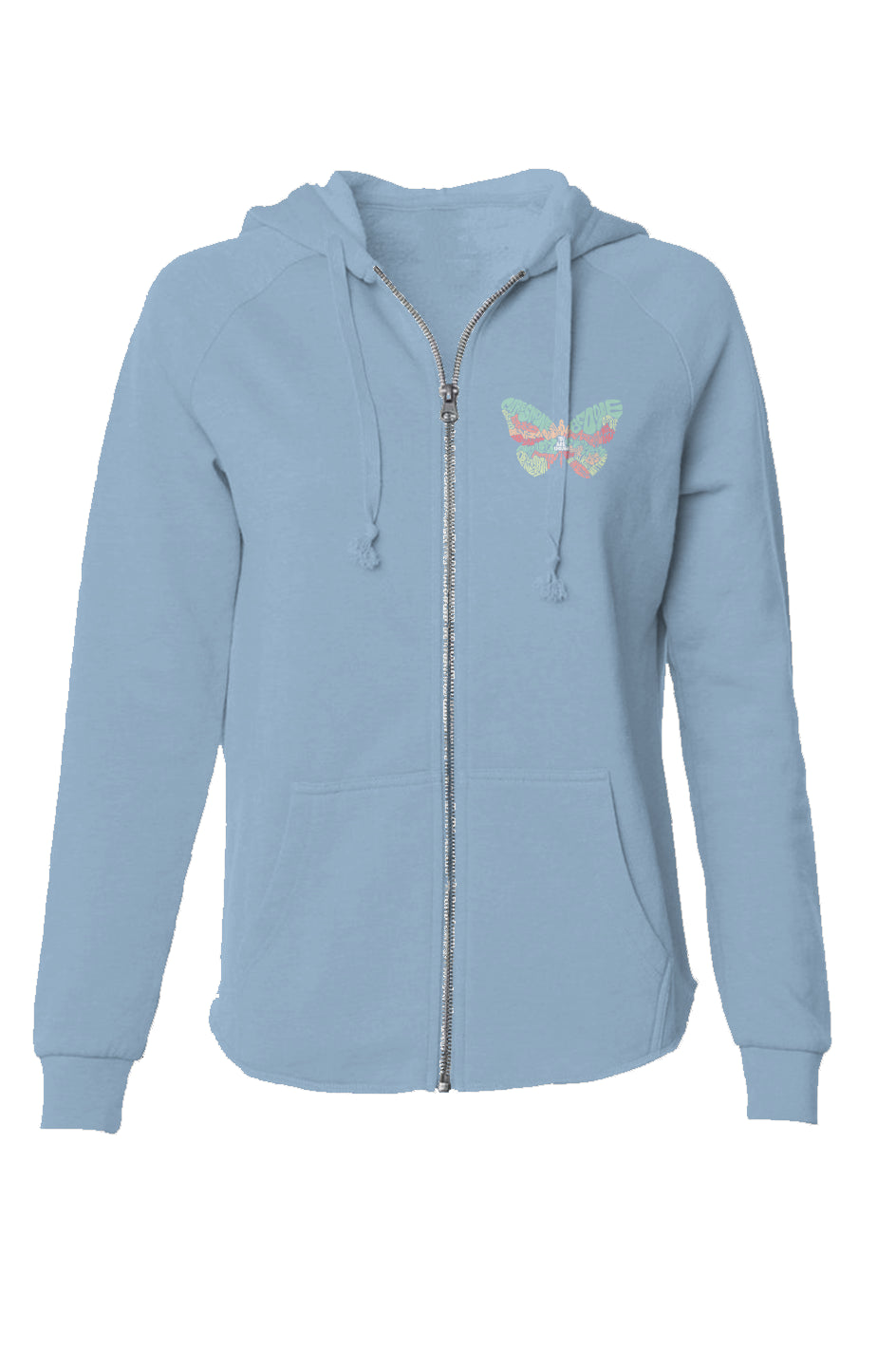 Womens Lightweight Wash Zip Hoodie